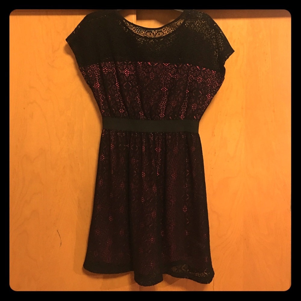 Black lace and pink dress